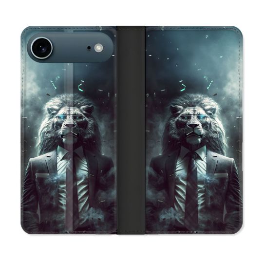 Housse cuir portefeuille Pour Iphone 17 Air Animal Lion Business
