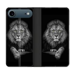 Housse cuir portefeuille Pour Iphone 17 Air Animal Lion Majestueux
