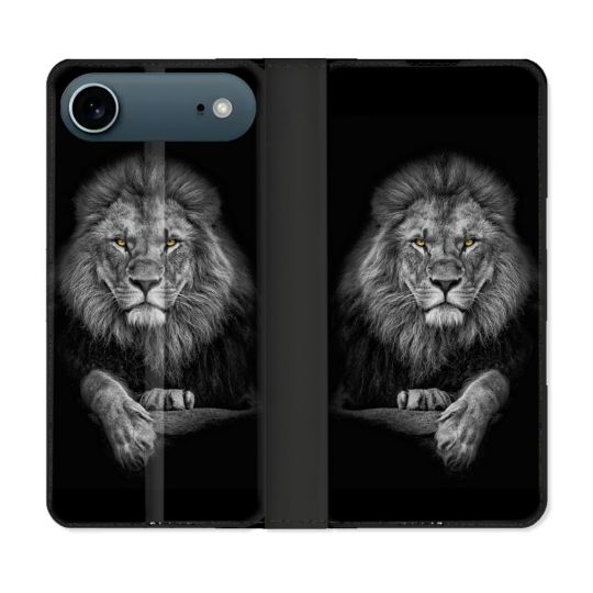 Housse cuir portefeuille Pour Iphone 17 Air Animal Lion Majestueux