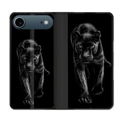 Housse cuir portefeuille Pour Iphone 17 Air Animal Panthère Noire