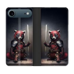 Housse cuir portefeuille Pour Iphone 17 Air Animal Raton Samouraï