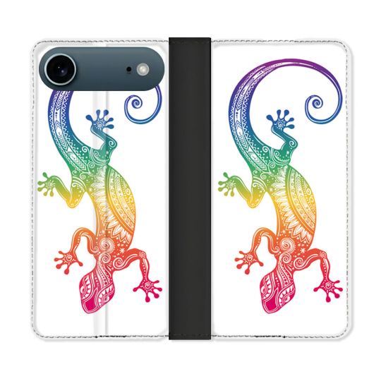 Housse cuir portefeuille Pour Iphone 17 Air Animal Salamandre Color