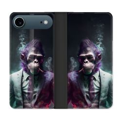 Housse cuir portefeuille Pour Iphone 17 Air Animal Singe Business