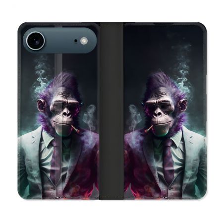 Housse cuir portefeuille Pour Iphone 17 Air Animal Singe Business