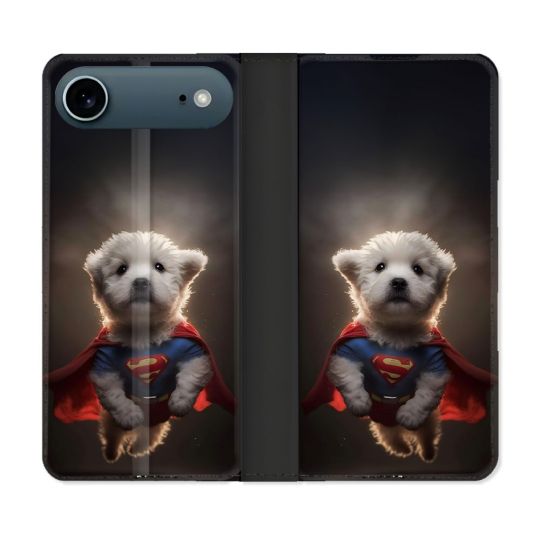 Housse cuir portefeuille Pour Iphone 17 Air Animal Super Chien