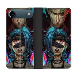 Housse cuir portefeuille Pour Iphone 17 Air Arcane Jinx Bleu