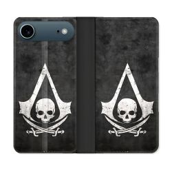 Housse cuir portefeuille Pour Iphone 17 Air Assassin Creed Tete Mort