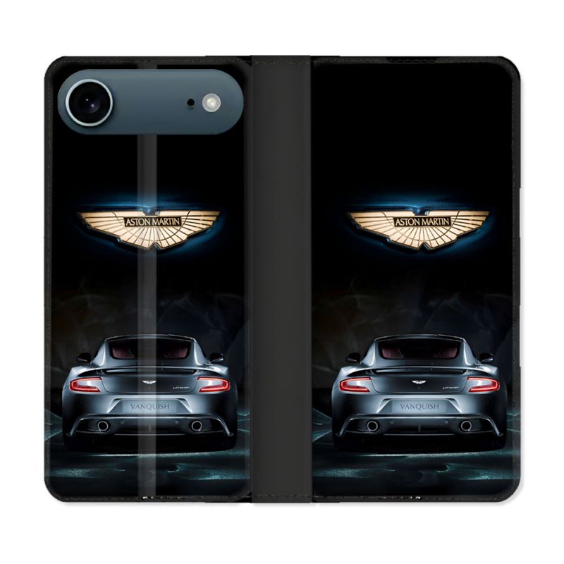 Housse cuir portefeuille Pour Iphone 17 Air Aston Martin