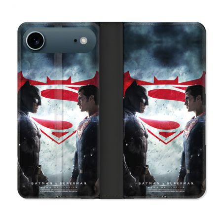 Housse cuir portefeuille Pour Iphone 17 Air Batman VS Superman