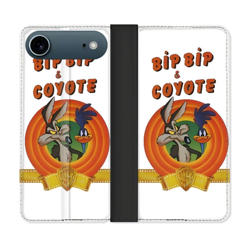 Housse cuir portefeuille Pour Iphone 17 Air Bip Bip Coyote