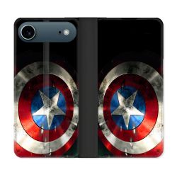 Housse cuir portefeuille Pour Iphone 17 Air Captain America Bouclier