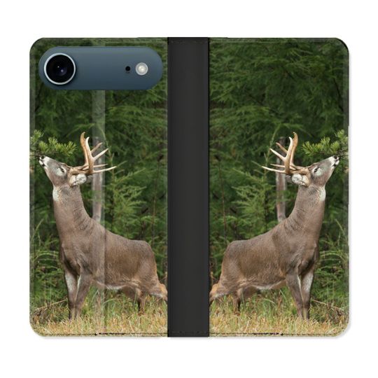 Housse cuir portefeuille Pour Iphone 17 Air Chasse Cerf
