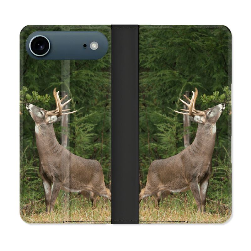 Housse cuir portefeuille Pour Iphone 17 Air Chasse Cerf