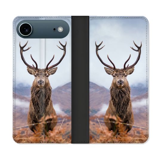 Housse cuir portefeuille Pour Iphone 17 Air Chasse Chevreuil Montagne