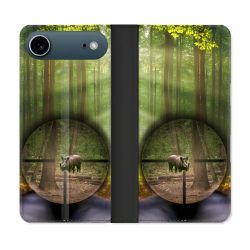 Housse cuir portefeuille Pour Iphone 17 Air Chasse Sanglier Viseur