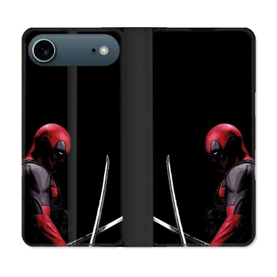 Housse cuir portefeuille Pour Iphone 17 Air Deadpool Epee