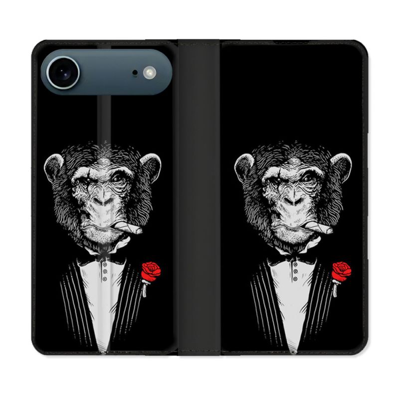 Housse cuir portefeuille Pour Iphone 17 Air Decale Singe Mafia