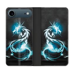Housse cuir portefeuille Pour Iphone 17 Air Fantastique Dragon Bleu