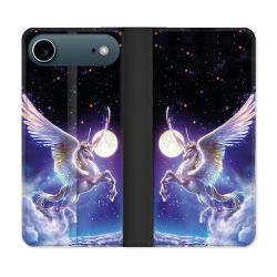 Housse cuir portefeuille Pour Iphone 17 Air Fantastique Licorne Céleste