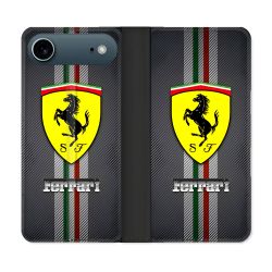 Housse cuir portefeuille Pour Iphone 17 Air Ferrari Carbone