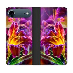 Housse cuir portefeuille Pour Iphone 17 Air Fleur Lys Color