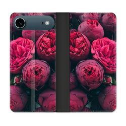 Housse cuir portefeuille Pour Iphone 17 Air Fleur Pivoine