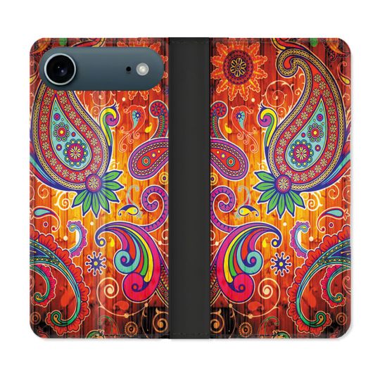 Housse cuir portefeuille Pour Iphone 17 Air Fleur Psychedelic