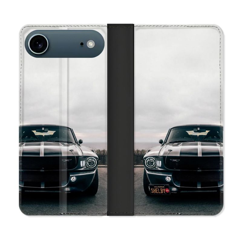 Housse cuir portefeuille Pour Iphone 17 Air Ford Mustang GT500 Vintage