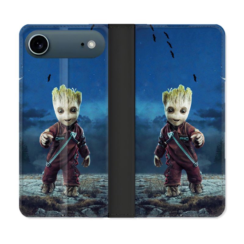 Housse cuir portefeuille Pour Iphone 17 Air Groot Bleu