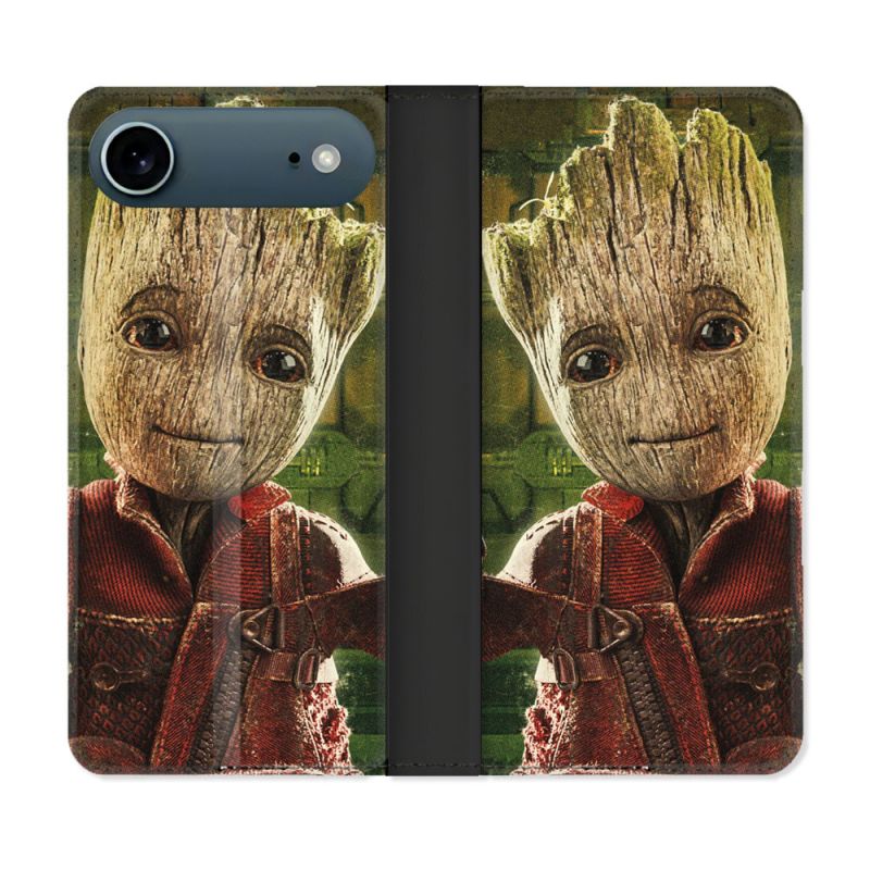 Housse cuir portefeuille Pour Iphone 17 Air Groot Vert