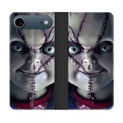 Housse cuir portefeuille Pour Iphone 17 Air Horreur Chucky Cicatrice