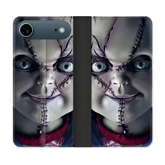 Housse cuir portefeuille Pour Iphone 17 Air Horreur Chucky Cicatrice
