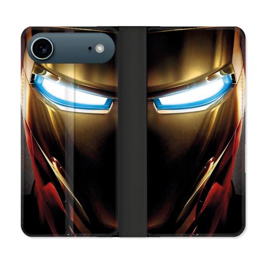 Housse cuir portefeuille Pour Iphone 17 Air Iron Man Casque