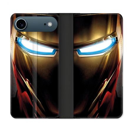 Housse cuir portefeuille Pour Iphone 17 Air Iron Man Casque