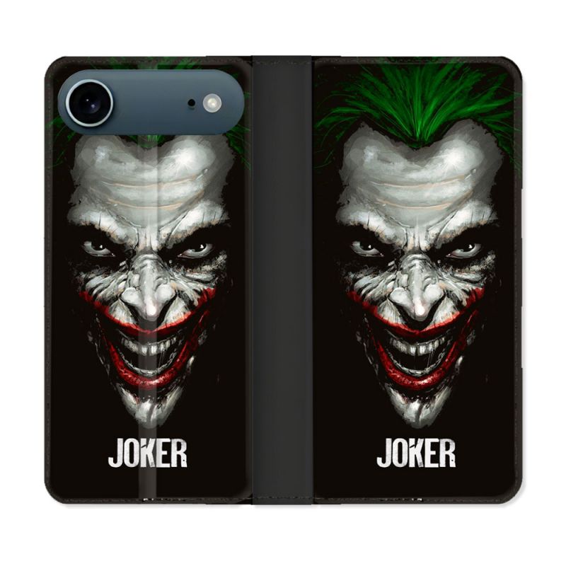Housse cuir portefeuille Pour Iphone 17 Air Joker Noir