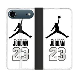 Housse cuir portefeuille Pour Iphone 17 Air Jordan 23 Blanc