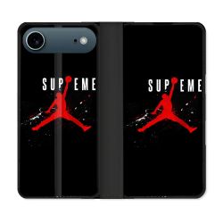 Housse cuir portefeuille Pour Iphone 17 Air Jordan Supreme Noir