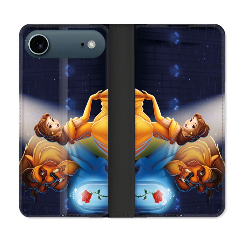 Housse cuir portefeuille Pour Iphone 17 Air La Belle et La Bête