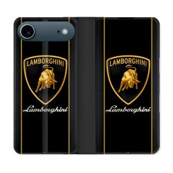Housse cuir portefeuille Pour Iphone 17 Air Lamborghini Carbone