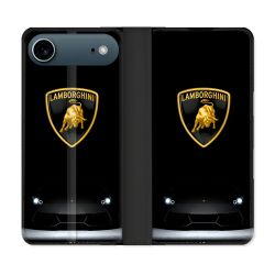 Housse cuir portefeuille Pour Iphone 17 Air Lamborghini Noir