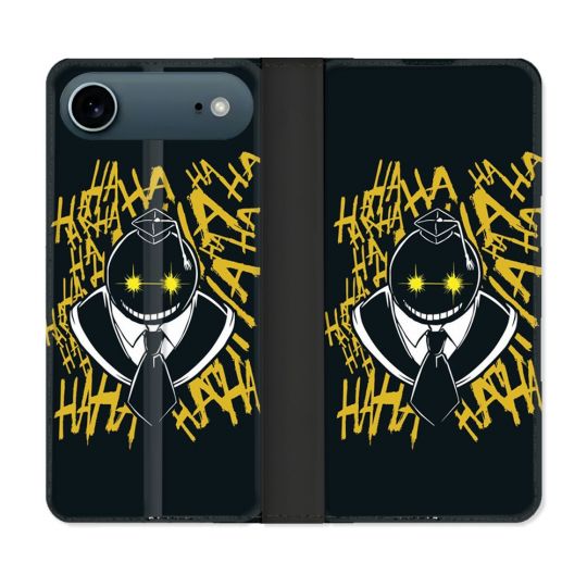 Housse cuir portefeuille Pour Iphone 17 Air Manga Assassination Classroom Kuro Noir
