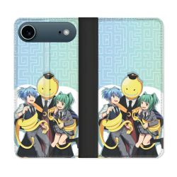 Housse cuir portefeuille Pour Iphone 17 Air Manga Assassination Classroom Kuro Trio