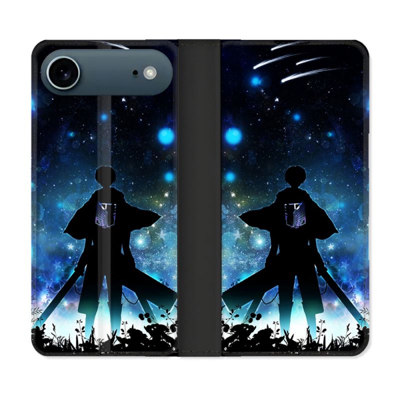 Housse cuir portefeuille Pour Iphone 17 Air Manga Attaque Titans Levi