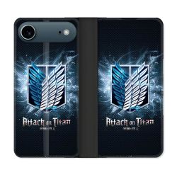 Housse cuir portefeuille Pour Iphone 17 Air Manga Attaque Titans Noir