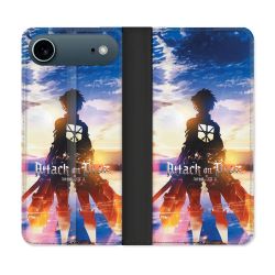 Housse cuir portefeuille Pour Iphone 17 Air Manga Attaque Titans Soleil