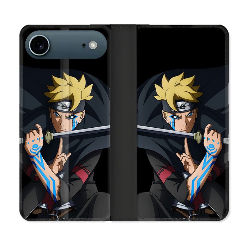 Housse cuir portefeuille Pour Iphone 17 Air Manga Boruto Tatouage