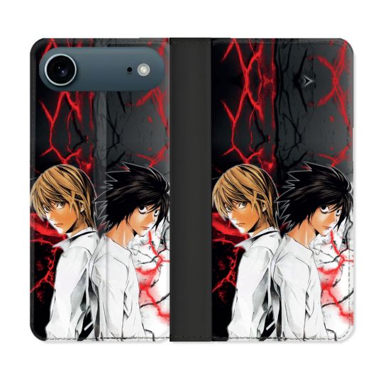 Housse cuir portefeuille Pour Iphone 17 Air Manga Death Note Duo