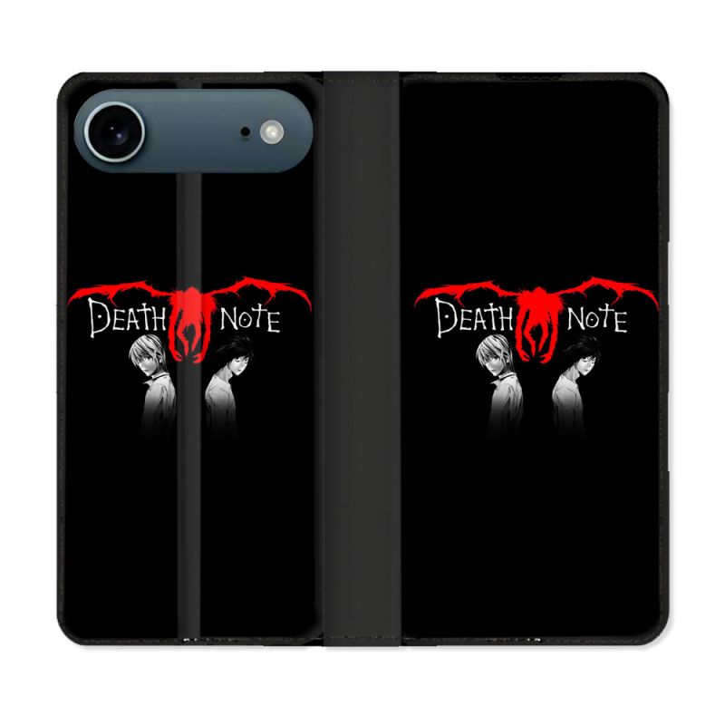 Housse cuir portefeuille Pour Iphone 17 Air Manga Death Note Noir