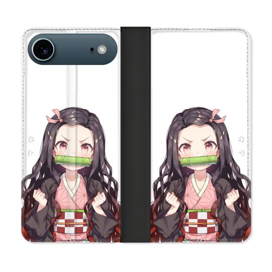 Housse cuir portefeuille Pour Iphone 17 Air Manga Demon Slayer Nezuko