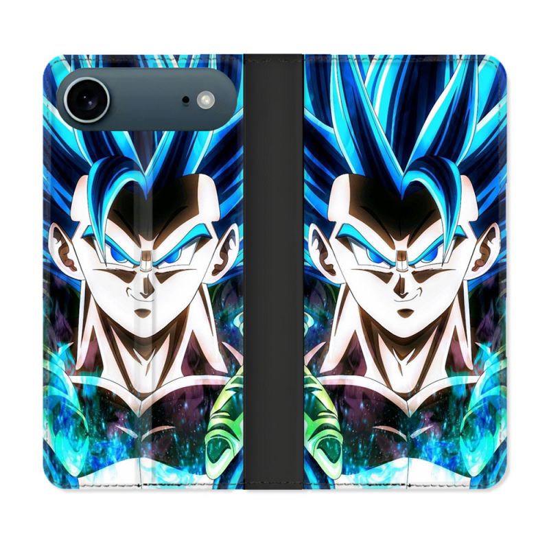 Housse cuir portefeuille Pour Iphone 17 Air Manga Dragon Ball Gogeta Visage
